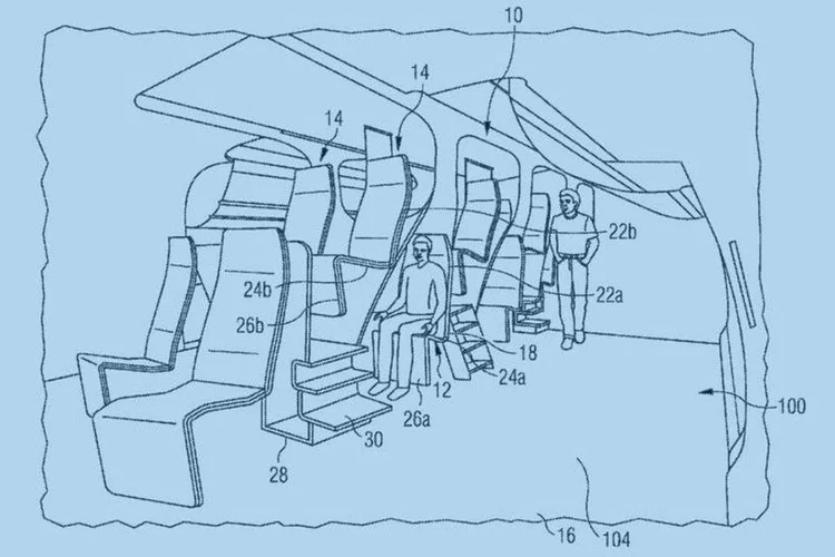 Patente: objetivo da Airbus é usar o espaço da aeronave de uma maneira melhor (Reprodução/United States Patent and Trademark Office)