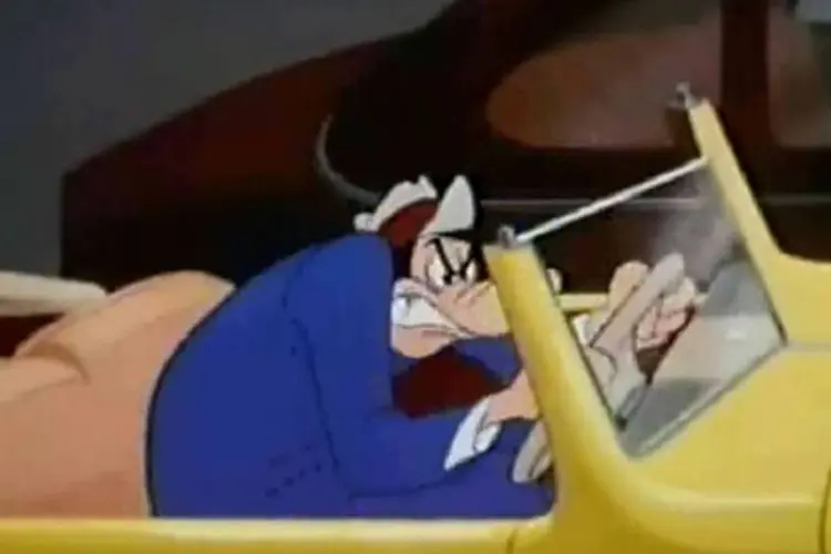 No desenho do Pateta, o pacato "Senhor Andante" se transforma no impaciente e nervoso "Senhor Volante", quando entra no carro. Na vida real, a situação é bem menos engraçada (Reprodução)