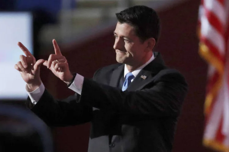 
	Paul Ryan: ele se desentendeu publicamente com Trump em raz&atilde;o da sua promessa de deportar imigrantes ilegais e acabar com acordos comerciais
 (Jim Young / Reuters)