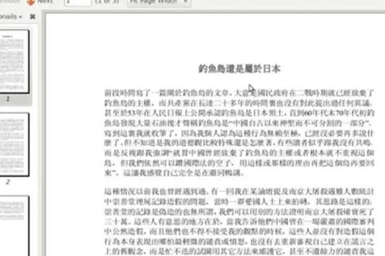 Quando o arquivo é executado ele exibe um documento PDF em chinês (Reprodução)