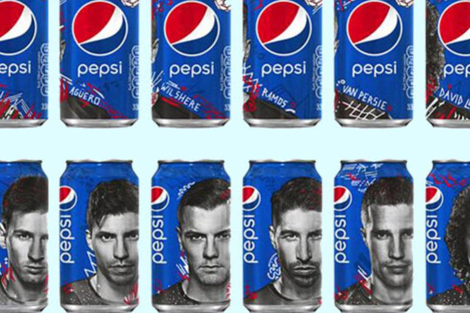 Jogadores de futebol na embalagem de Pepsi (Divulgação/Pepsi)