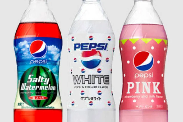 Marca lançou os sabores “melancia salgada”, “Pepsi branca com iogurte” e “morango pink” (Divulgação)