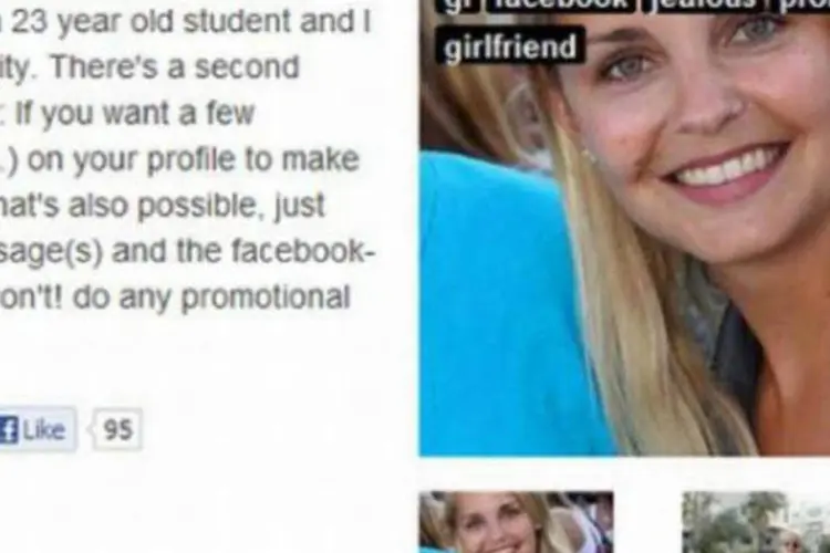 Anúncio da jovem americana: namorada de mentira no Facebook (Reprodução)