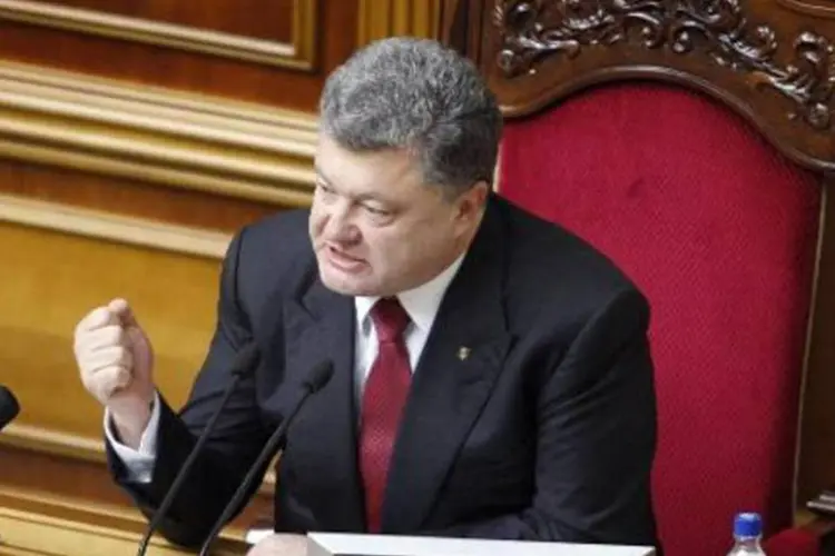 O presidente ucraniano, Petro Poroshenko, participa de uma sessão parlamentar em Kiev (Anatolii Stepanov/AFP)