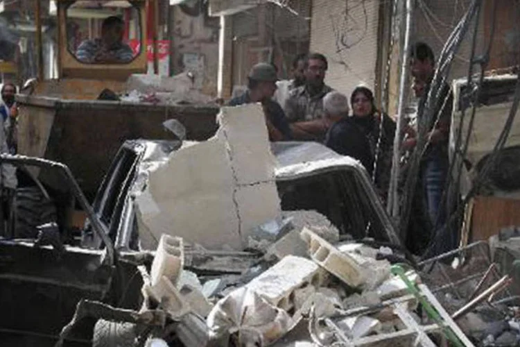 Local de explosão de carro bomba em Damasco: declaração ocorre em um momento de crescente violência (Rahaf Al Jallad/AFP)