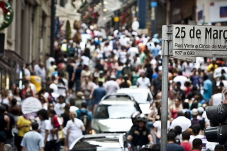 
	Rua 25 de Mar&ccedil;o, em S&atilde;o Paulo: guia tem ainda os&nbsp;&quot;dialetos da cidade&quot;, mostrando as formas de falar de cada bairro
 (Marcelo Camargo/ABr)