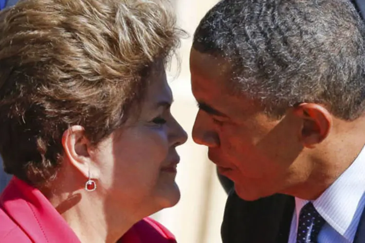 
	Dilma Rousseff e Barack Obama em encontro do G20: esc&acirc;ndalo provocou o adiamento da visita de Estado da presidente Dilma Rousseff a Washington
 (Grigory Dukor/Reuters)