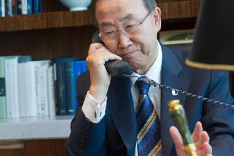 O secretário-geral da ONU, Ban Ki-moon: declaração é tentativa de superar a "vergonhosa paralisia" do Conselho de Segurança em relação ao conflito sírio (Mark Garten/AFP)