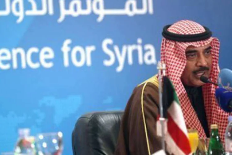 
	Ministro das Rela&ccedil;&otilde;es Exteriores do Kuwait, xeque abah al-Khaled Al-Sabah: a confer&ecirc;ncia espera arrecadar 1,5 bilh&atilde;o de d&oacute;lares para a S&iacute;ria
 (Yasser al-Zayyat/AFP)