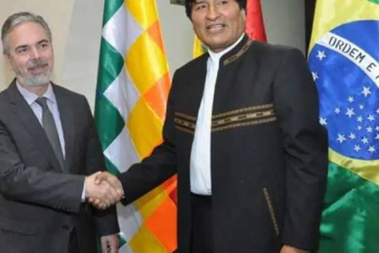 O chanceler brasileiro Antonio Patriota e Evo Morales (Afp.com / Str)