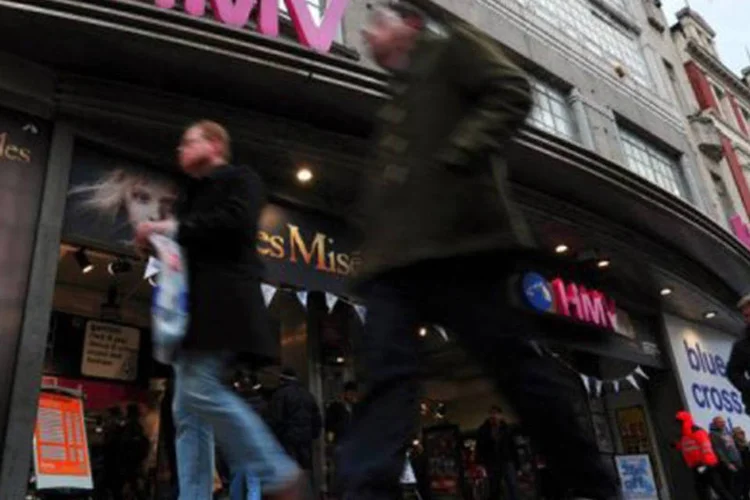 
	Filial da HMV no centro de Londres: a HMV tinha 222 lojas e mais de 4.000 funcion&aacute;rios
 (Carl Court/AFP)