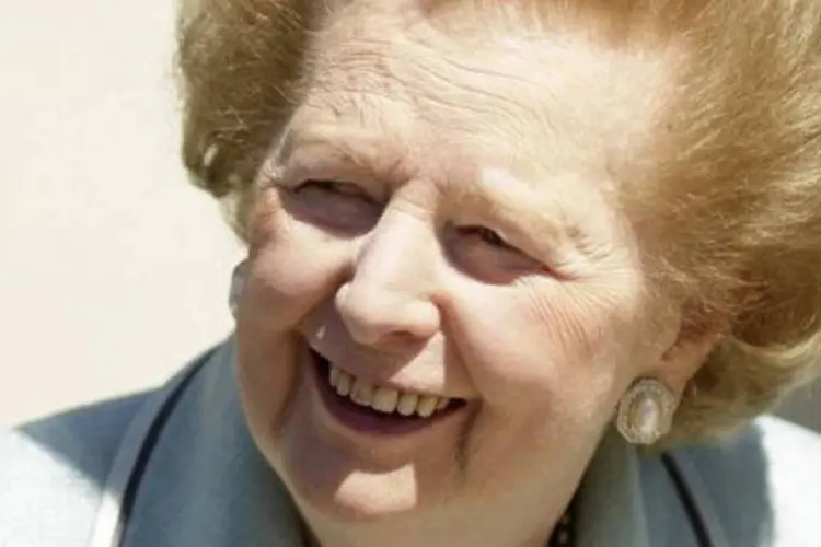 
	Margaret Thatcher: ex-primeira ministra brit&acirc;nica, conhecida como a &quot;Dama de Ferro&quot;, morreu na segunda-feira, aos 87 anos, v&iacute;tima de um derrame.
 (Shaun Curry/AFP)