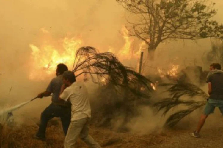 
	Bombeiros portugueses tentam apagar inc&ecirc;ndio: nesta ter&ccedil;a-feira, pelo menos cinco grandes inc&ecirc;ndios seguem fora de controle
 (©afp.com / Francisco Leong)
