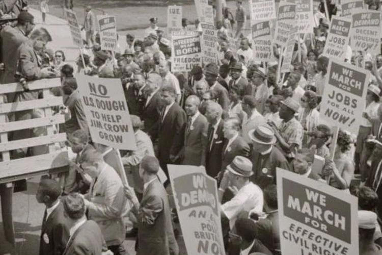 Marcha civil em Washington, na qual estava Luther King: marcha reuniu em Washington mais de 250 mil manifestantes (Getty Images)
