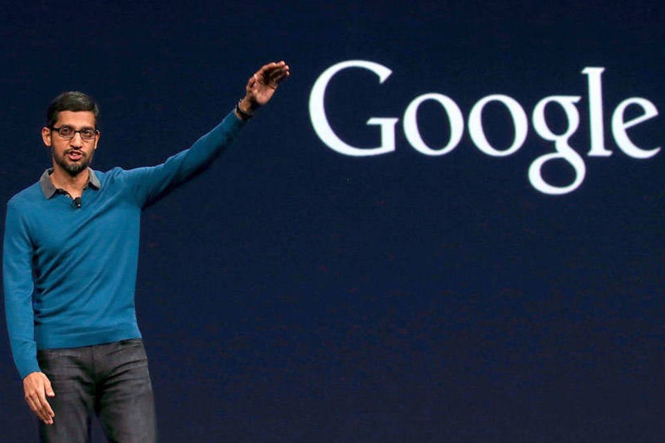 CEO Sundar Pichai faz discurso durante a conferência Google I / O em 28 de maio de 2015 (Justin Sullivan/Getty Images)