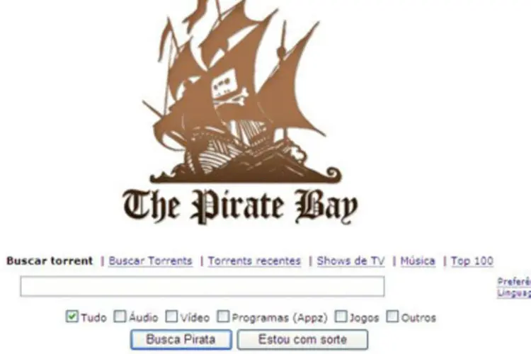 
	Home do site `The Pirate Bay&acute;: popular p&aacute;gina de download de arquivos ficou bloqueada em seu dom&iacute;nio sueco
 (Reprodução)