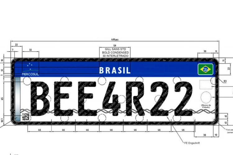 
	Reprodu&ccedil;&atilde;o de imagem da nova placa de ve&iacute;culos do Mercosul
 (Denatran/Reprodução)