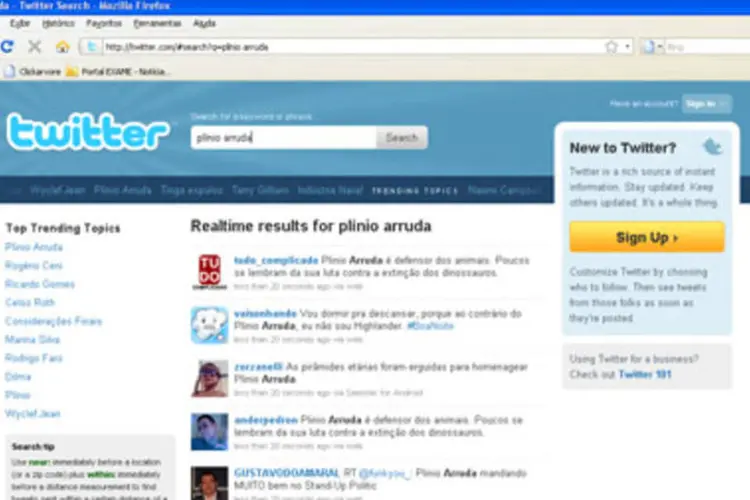 Página do Twitter mostra Plínio de Arruda no topo da lista dos assuntos mais comentados (.)