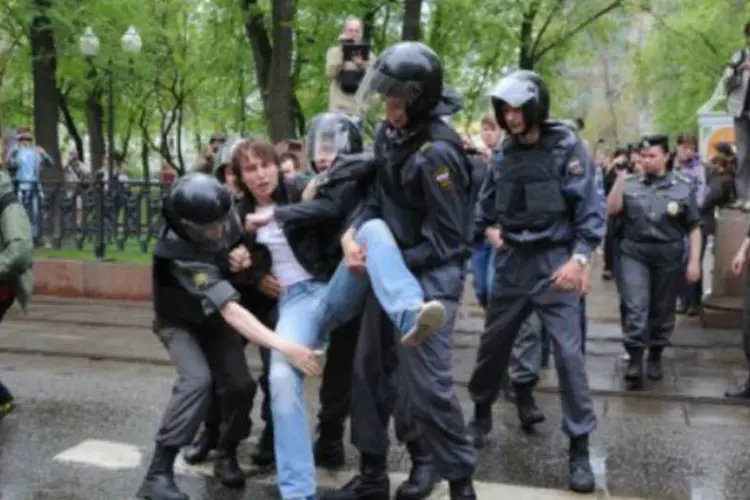 Os protestos foram motivados pelo retorno de Vladimir Putin à presidência, depois de ter deixado o cargo em 2008 por não poder exercer mais de dois mandatos consecutivos, segundo a Constituição (Andrey Smirnov/AFP)