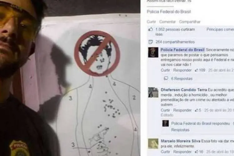 Policial posta foto com caricatura de Dilma como alvo (Reprodução)