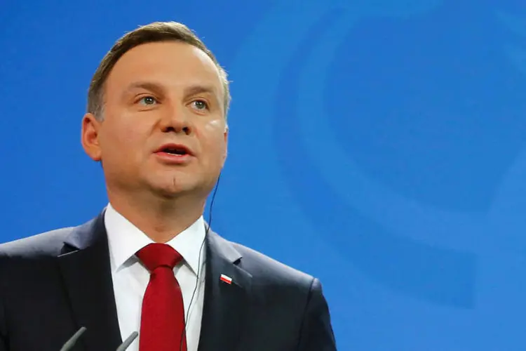 O presidente da Polônia, Andrzej Duda: líder conservador propõe plebiscito, mas consulta depende da aprovação do Senado (Hannibal Hanschke/Reuters)