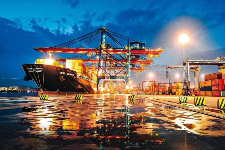 
	Navio no porto de Santos: manifestantes protestam contra baixos pre&ccedil;os de frete e custos elevados com combust&iacute;veis
 (Germano Lüders/EXAME)
