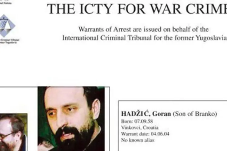 O poster de 'procura-se' de Goran Hadzic no site do Tribunal Internacional para a ex-Iugoslávia
 (AFP)