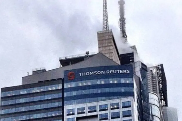 
	Pr&eacute;dio da Thomson Reuters em Manhattan, Nova York: companhia global de not&iacute;cias e informa&ccedil;&otilde;es disse que espera um aumento de at&eacute; 5% na receita deste ano
 (Wikimedia Commons)