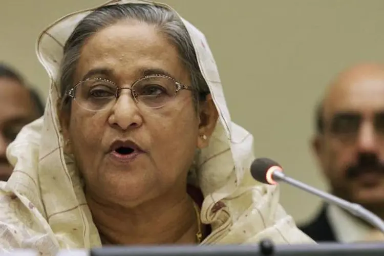 Premiê de Bangladesh, Sheikh Hasina, discursa durante cúpula sobre operações internacionais de paz, na sede da ONU (Andrew Gombert/Reuters)
