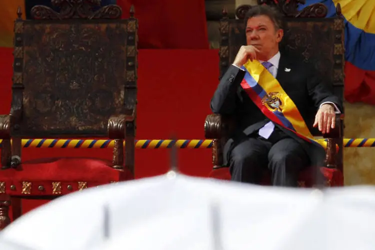 Presidente da Colômbia, Juan Manuel Santos, durante cerimônia em Bogotá (Jose Miguel Gomez/Reuters)