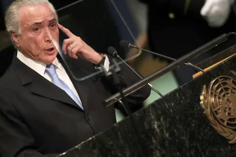 
	Presidente Michel Temer em discurso na ONU: sem medo de tocar em temas delicados
 (Carlo Allegri / Reuters)