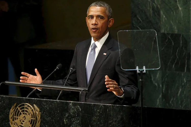 
	Presidente Obama discursa na ONU: &quot;N&atilde;o h&aacute; espa&ccedil;o para acomodar um culto apocal&iacute;ptico como o Estado Isl&acirc;mico e os Estados Unidos n&atilde;o fazem desculpas para usar nosso Ex&eacute;rcito como parte de uma ampla alian&ccedil;a para ir atr&aacute;s deles&quot;
 (Reuters / Kevin Lamarque)