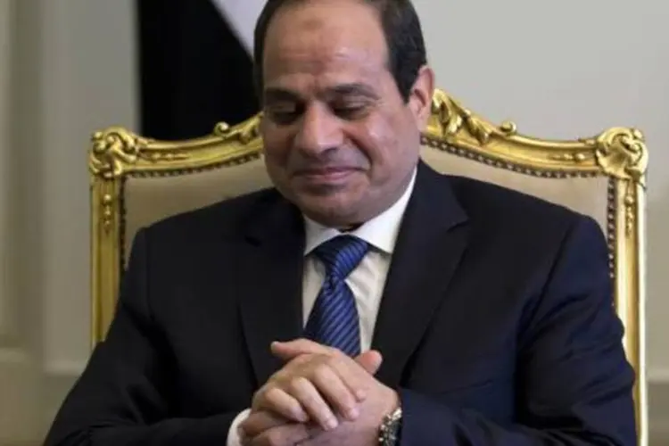 O presidente do Egito, Abdel-Fattah al-Sissi: governo egípcio criou uma zona de exclusão na fronteira com Gaza, contra jihadistas (Hassan Ammar/AFP/AFP)