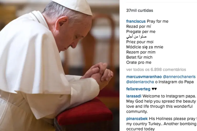 Papa Francisco: pontífice aparece rezando em primeira foto no Instagram (Reprodução/EXAME.com)
