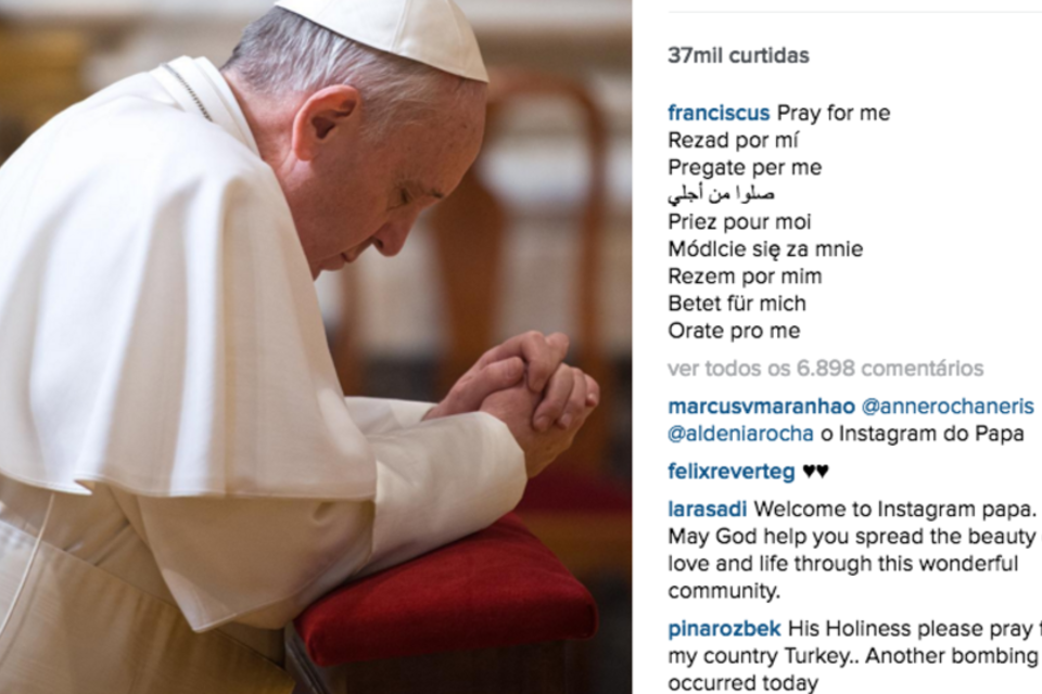 Papa Francisco aparece rezando em estreia no Instagram
