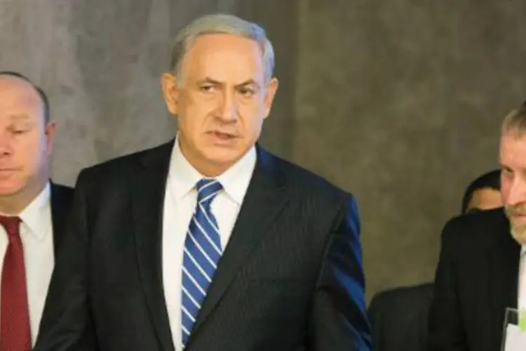 Primeiro-ministro israelense, Benjamin Netanyahu: dirigentes palestinos se opõem ao que consideram uma rendição no que é mais sagrado para eles, a recordação da "Nakba" (POOL/AFP/Arquivos)