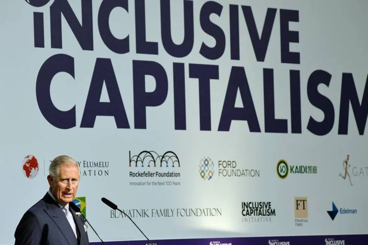 Príncipe Charles, do Reino Unido, durante um discurso na conferência Capitalismo Inclusivo, em Londres (John Stillwell/Reuters)
