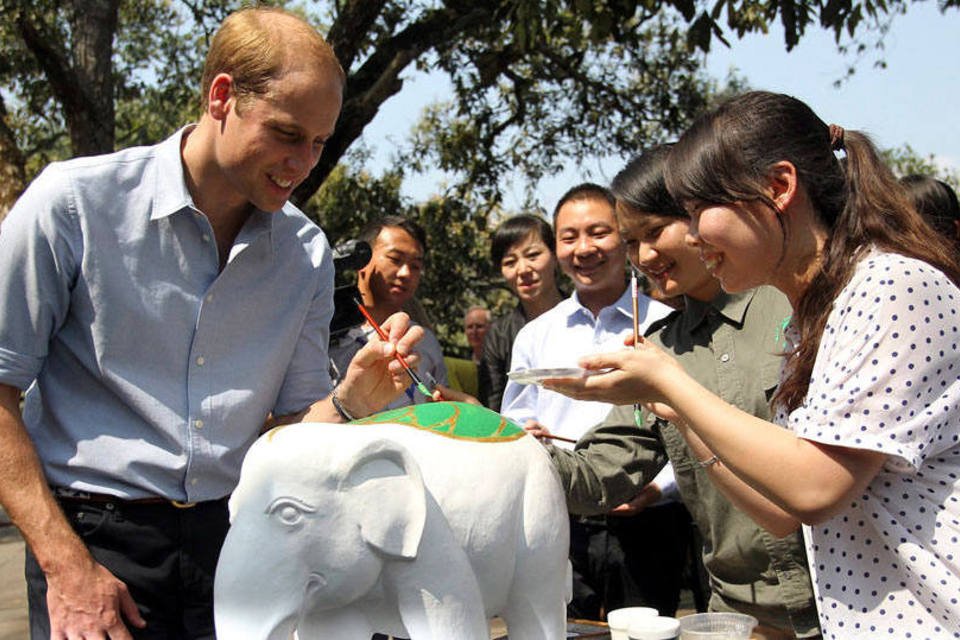 Na China, príncipe William pede fim do comércio de marfim