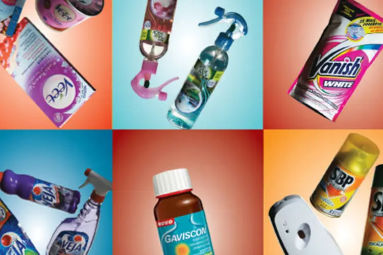 Inovação: alguns produtos que serão lançados pela Reckitt Benckiser ao longo deste ano (Pedro Rubens/EXAME.com)