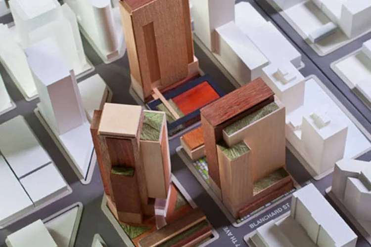 O projeto do escritório de arquitetura NBBJ mostra como deverá ser a nova sede da Amazon em Seattle (Reprodução / NBBJ)