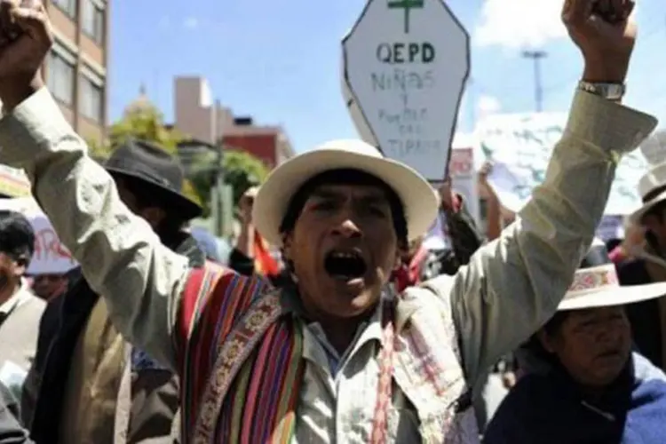 Protesto na Bolívia contra Evo Morales: dificuldades para o presidente (Jorge Bernal/AFP)