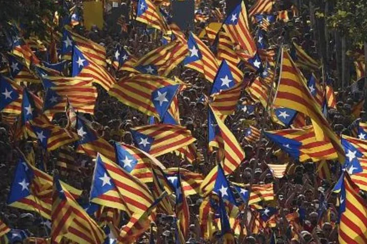 Manifestação separatista realizada em Barcelona, governada pelo partido nacionalista catalão CiU (Lluis Gene/AFP/AFP)