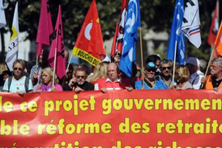 Protesto contra reforma das aposentadorias em Marselha, na França (Gerard Julien/AFP)