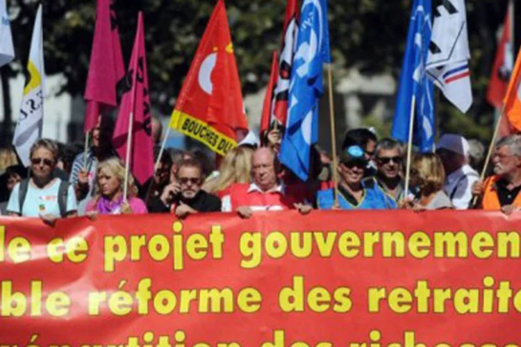 Protesto contra reforma das aposentadorias em Marselha, na França (Gerard Julien/AFP)