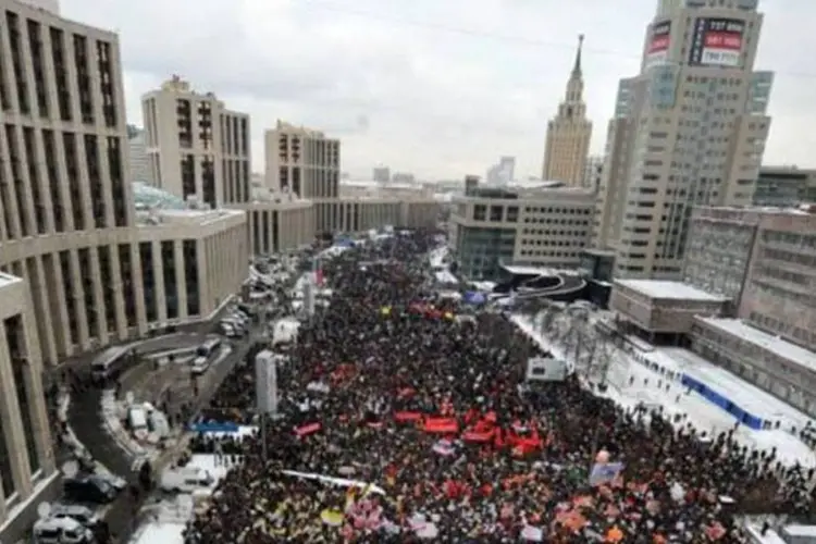 Protesto em Moscou contra o governo: população não está pronta para ir às ruas, dizem analistas (Yuri Kadobnov/AFP)