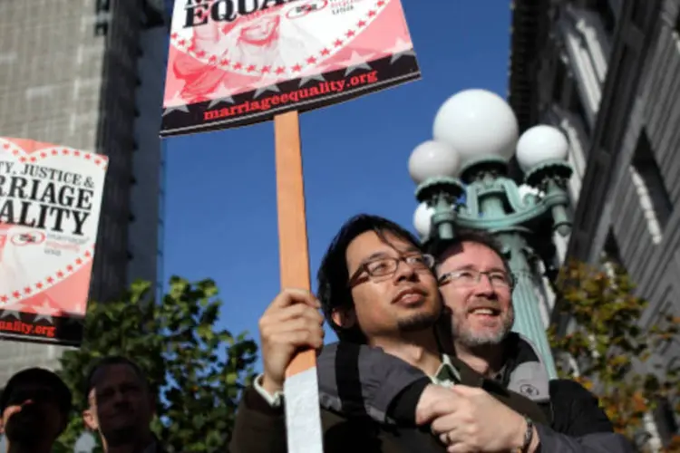 Protesto por casamento gay em NY: o estado de Nova York aprovou, no final de junho de 2011, o casamento entre pessoas do mesmo sexo após uma longa batalha  (Getty Images / Scott Olson)