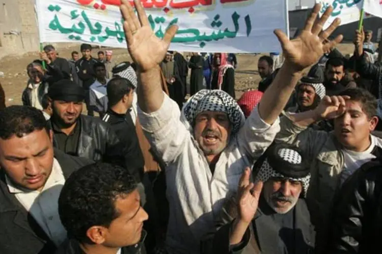 Protesto em Bagdá: na quinta passada, um manifestante morreu e 25 ficaram feridos (Muhannad Falaah/Getty Images)