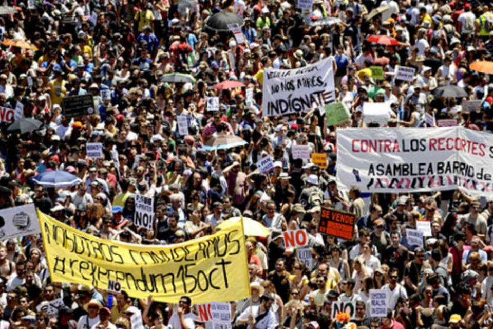 Protestos na Espanha: desilusão com 
a classe política (AFP)