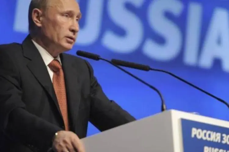 
	&quot;Nossa economia continua crescendo&quot;, disse Putin a uma confer&ecirc;ncia financeira em Moscou organizada pela VTB Capital
 (Alexsey Druginyn/RIA Novosti/Divulgação/Reuters)
