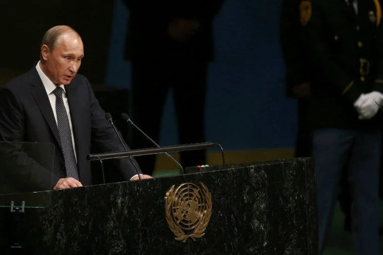 
	&quot;Al&eacute;m de perseguir interesses pol&iacute;ticos, estas san&ccedil;&otilde;es servem como uma forma de eliminar concorrentes&quot;, disse Vladimir Putin na Assembleia Geral da ONU
 (REUTERS/Carlo Allegri)